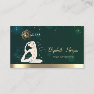 Vrouwen Silhouette Chakras Yoga-instructeur Groen Visitekaartje
