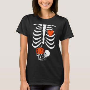 Vrouwen Skelet Baby Zwangere Ribkooi voor Herfst H T-shirt