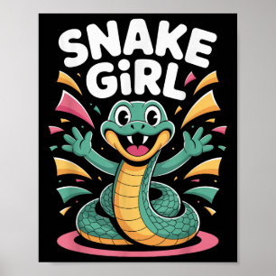 Vrouwen Slang Meisje Schattige Happy Serpent Carto Poster