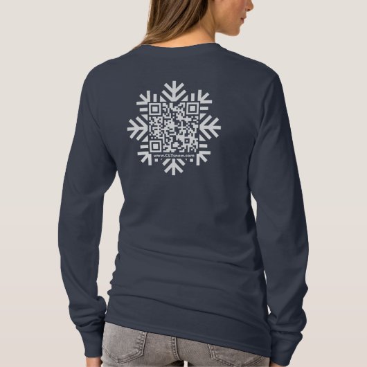 Vrouwen Slim Fit Sneeuwvlok QR-code T-shirt (Achterkant)