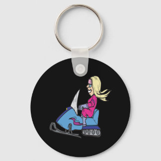 Vrouwen Snowmobiing Sleutelhanger