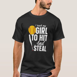 Vrouwen Softbal Mama Ik leer mijn meisje te slaan T-shirt