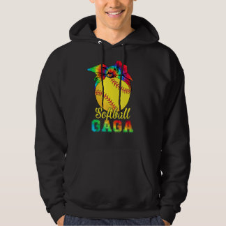 Vrouwen Softball Gaga Tie Dye Softball Moeder's Da Hoodie