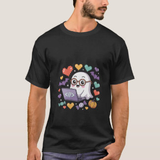 Vrouwen Spooky Ghost Programmer Design met Coderin T-shirt