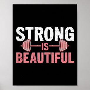 Vrouwen Sterk Is Mooi Gym Fitness Motivatie Poster