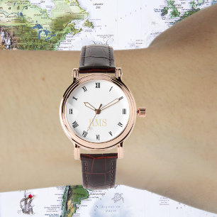 Vrouwen Stijlvolle  Elegant Roos Goud Monogram Horloge