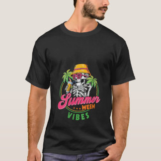 Vrouwen Summerween Vibes Funny Skeletons Summer Ha T-shirt