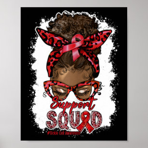Vrouwen Support Squad Afro Messy Bun Leopard Sickl Poster