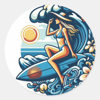 Vrouwen Surf Ronde Sticker
