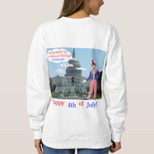 Vrouwen sweatshirt. Gelukkige 4e. rat/unclesam Trui (Achterkant)