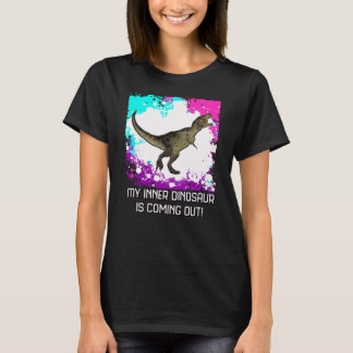 Vrouwen T-Rex multi-kleurige platter met tekstShir T-shirt