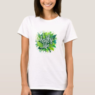 Vrouwen T-shirt Design Thema voor Gezond Leven
