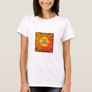 Vrouwen T-shirt met de slogan "Rise Dream Empower"