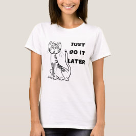 Vrouwen T-shirt met luie kat
