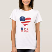 Vrouwen T-shirt met USA Flag Heart Design (Voorkant)