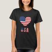 Vrouwen T-shirt met USA Flag Heart Design (Voorkant)