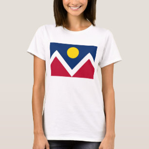 Vrouwen T Shirt met Vlag van Denver, Colorado Staa