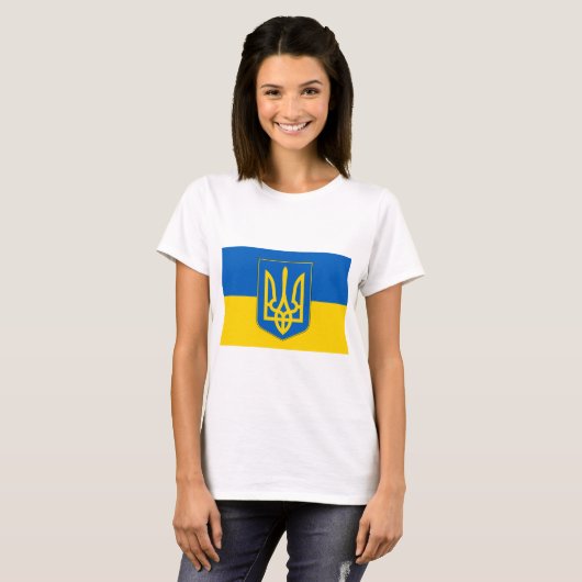 Vrouwen T-Shirt met vlag van Oekraïne (Voorkant volledig)