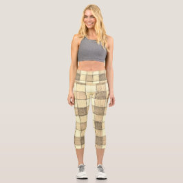 Vrouwen tan en khaki Gingham Capri leggings