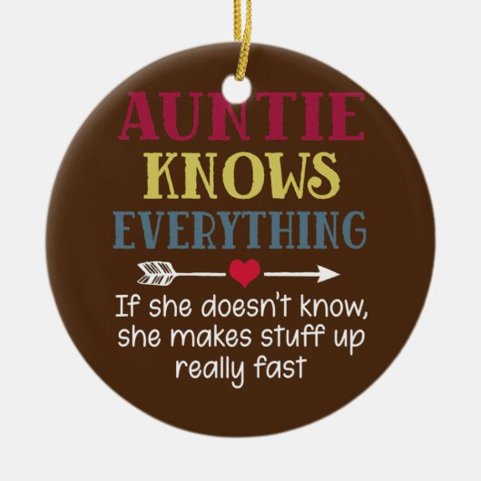 Vrouwen tante weet alles als ze dat niet doet keramisch ornament (Voorkant)
