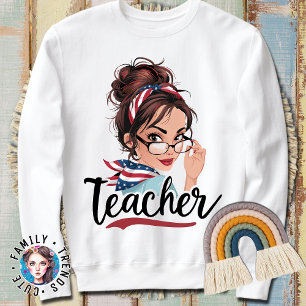 Vrouwen TeacherLife Funny Messy Bun Hair Band Glas Trui