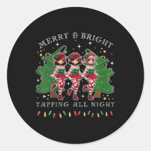 Vrouwen tikken op dans en zijn vrolijk kerst elf d ronde sticker