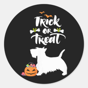 Vrouwen Trick Or Treat Scottie Schotse Terrier Hon Ronde Sticker