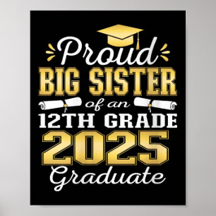 Vrouwen trots grote zus van 2025 12e klas afgestud poster