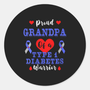 Vrouwen trots opa van een type 1 diabetes Awarenen Ronde Sticker
