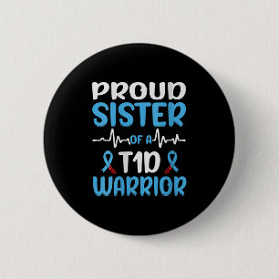 Vrouwen trotse zus van een T1D Warrior V-hals Ronde Button 5,7 Cm