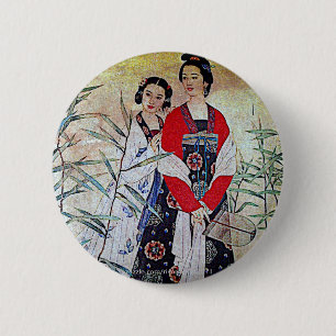 Vrouwen uit Tang Dynasty Chinese  kunst Ronde Button 5,7 Cm