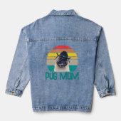 Vrouwen Unieke Pug Lover Moeder Grunge Rainbow Sty Denim Jacket (Achterkant)