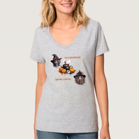 Vrouwen V-hals Halloween T-shirt (Voorkant)
