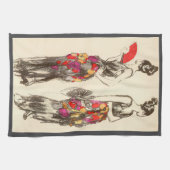 vrouwen van Mode met lentesponnen Theedoek (Horizontaal)