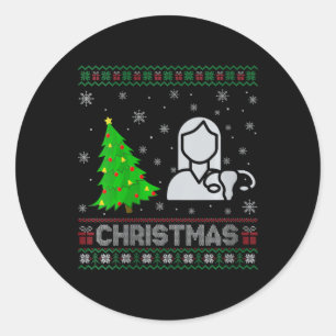 Vrouwen Van Verpleegster Kerstboom Verlichting Lel Ronde Sticker
