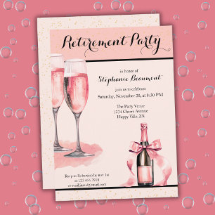 Vrouwen Verfijnd Roze Champagne Pensioenfeest Kaart