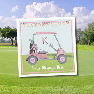 Vrouwen Verjaardag Pensioen Roze Golf Monogram Servet