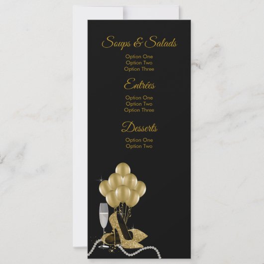 Vrouwen verjaardagsfeestje menu programma's kaart (Voorkant)