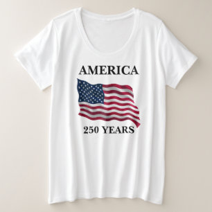 Vrouwen vlag Amerika 250 jaar Grote Maat T-shirt