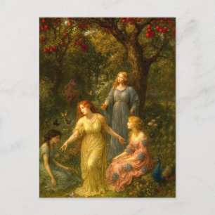 Vrouwen, Vlinders & Pauw In Tuin Briefkaart