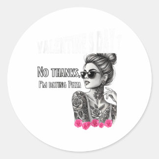 Vrouwen voor Anti Valentijnsdag getatoeëerd Single Ronde Sticker
