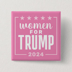 Vrouwen voor Trump - 2024 roze design Vierkante Button 5,1 Cm