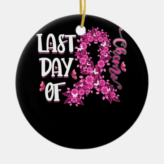 Vrouwen vorige dag chemo Roze borstkankerwaren Keramisch Ornament (Voorkant)