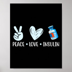 Vrouwen Vrede Liefde Insuline V-hals _1 Poster