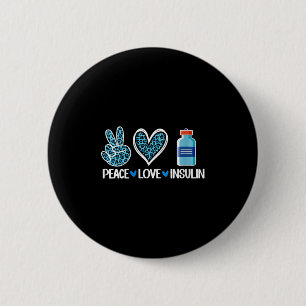 Vrouwen Vrede Liefde Insuline V-hals Ronde Button 5,7 Cm