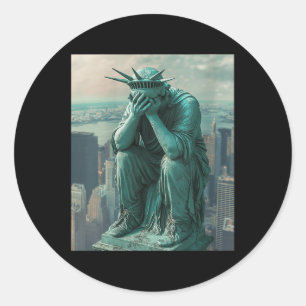 Vrouwen Vrijheidsbeeld Facepalm V-hals Ronde Sticker