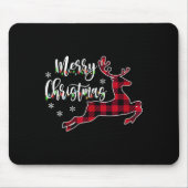 Vrouwen Vrolijk Kerstfeest Rendier Buffalo Plaid R Muismat (Voorkant)