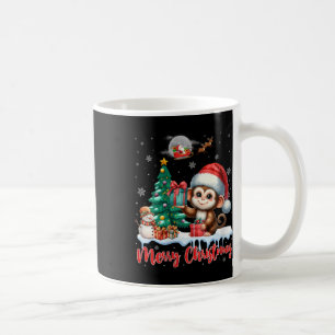 Vrouwen Vrolijk Kerstfeest Schattige Aap Santa Hat Koffiemok