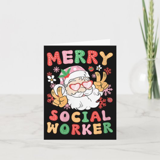 Vrouwen Vrolijk Maatschappelijk Werker Kerst Maats Kaart (Voorkant)