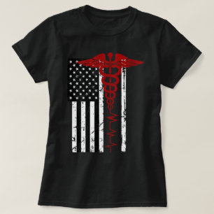 Vrouwen VS Vlag Medisch Symbool Zwart Patriottisch T-shirt